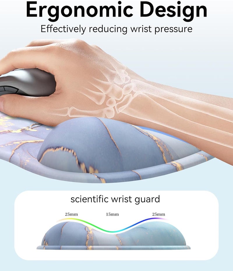 eulps Mouse Pad with Gel Wrist Rest, Ergonomic Comfortable Computer Wrist Support for Laptop, Pain Relief Mousepad with Non-Slip PU Base for Office & Home (Marble) - Image 2